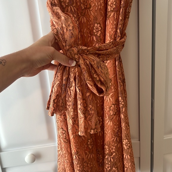 ASOS Coral Color Floral Lace Dress - Picture 7 of 13
